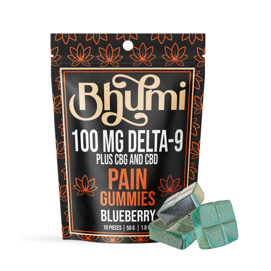 Bhūmi Pain Blueberry Gummies | 100mg D9/400mg CBD & CBG - Asheville Vapor