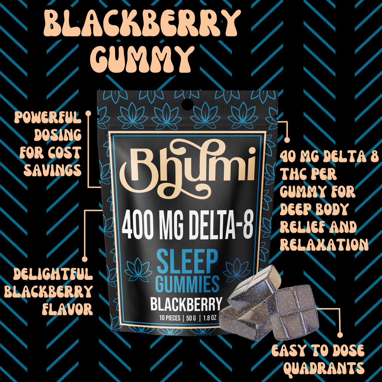 Bhūmi Sleep Blackberry D8 Gummies | 400mg - Asheville Vapor