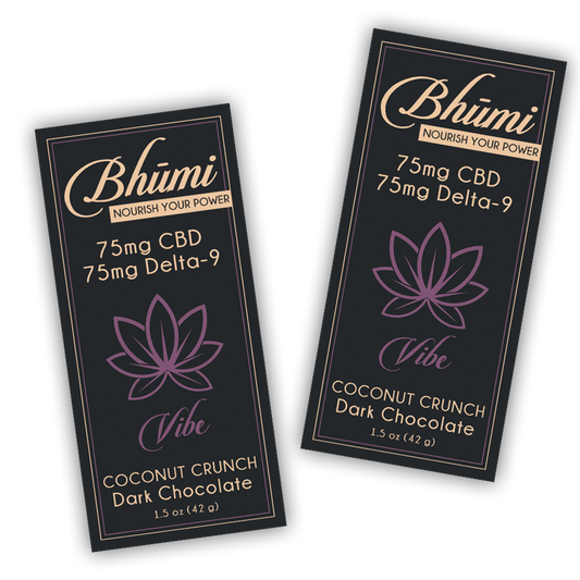 Bhūmi Coconut Crunch Chocolate Bar | 75mg D9/75mg CBD - Asheville Vapor