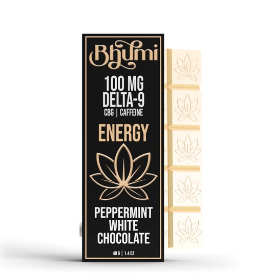 Bhūmi Energy D9/CBG/Caffeine Peppermint White Chocolate Bar | 100mg D9/200mg CBG - Asheville Vapor