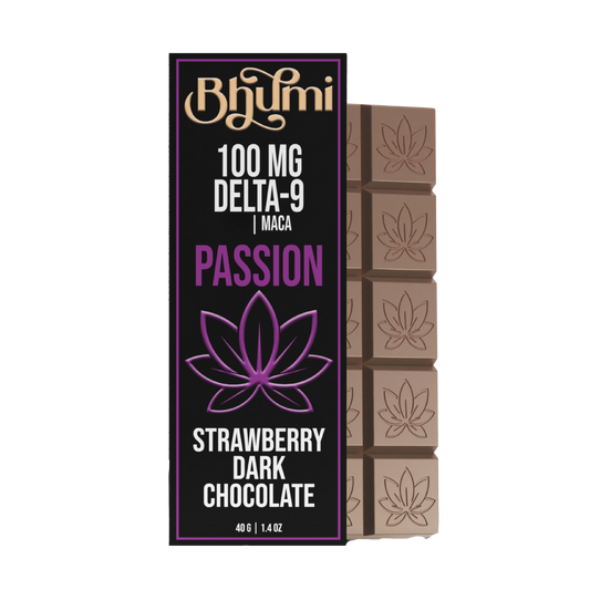 Bhūmi Passion Strawberry Maca Dark Chocolate Bar | 100mg D9 - Asheville Vapor